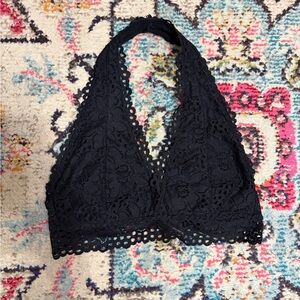 Elegant Black Lace Halter Bralette